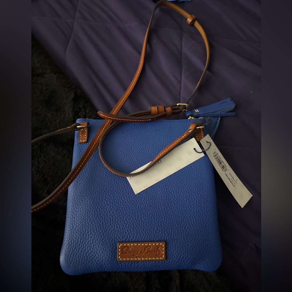 Dooney & Bourke NY Giants Triple Zip Pebbled Leather Crossbody Blue NWT $278 - Picture 7 of 9